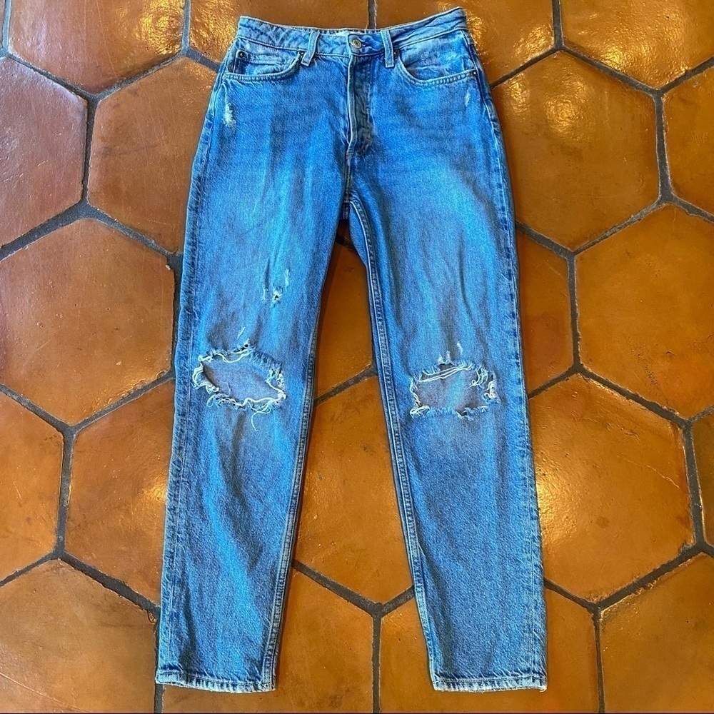 Free people We the Free Button Fly Frayed Destroyed Jeans Straight Fit Size 29